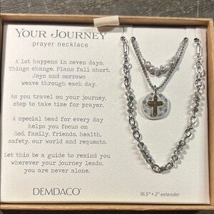 Demdaco Silver Layered Prayer Necklace with Cross and Beads